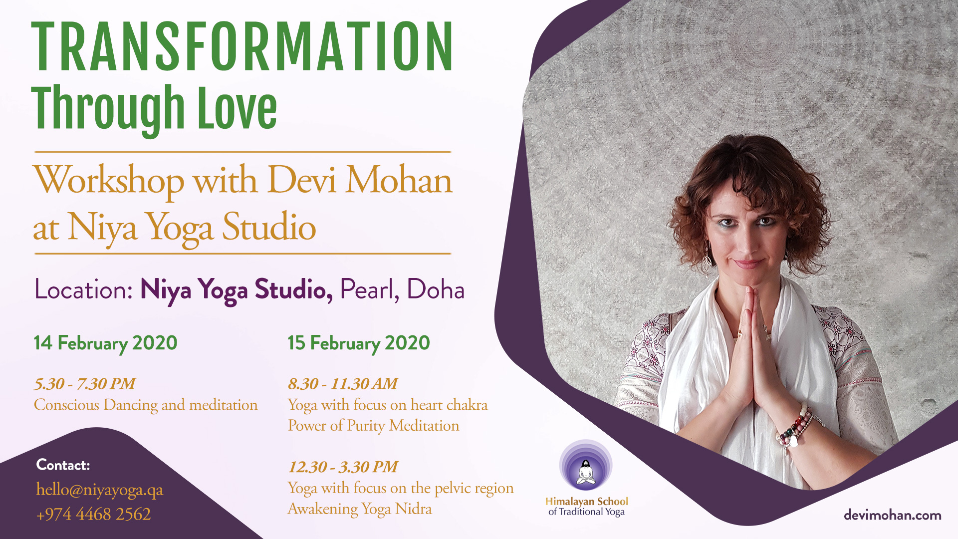 Weekend Yoga workshop with Devi at Niya Yoga Studio, Doha - Devi Mohan