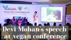 Devi Mohan speaks at the first Vegan India Conference in Delhi